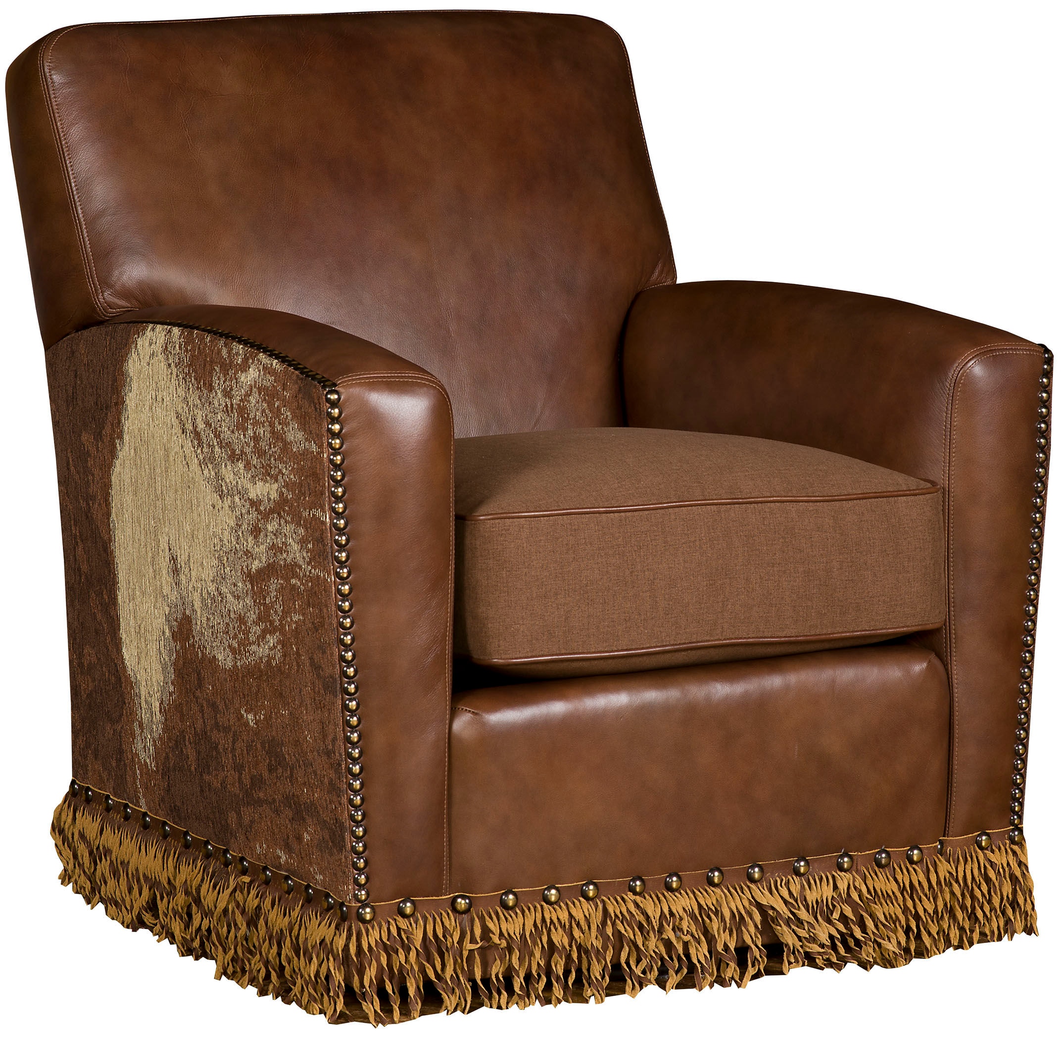 King Hickory Living Room Denver Swivel Leather/Fabric Chair C2401SLF